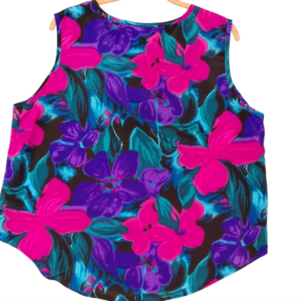 S.G. Sport Floral Tank Top - Pink, Purple, and Blue - Picture 2 of 4